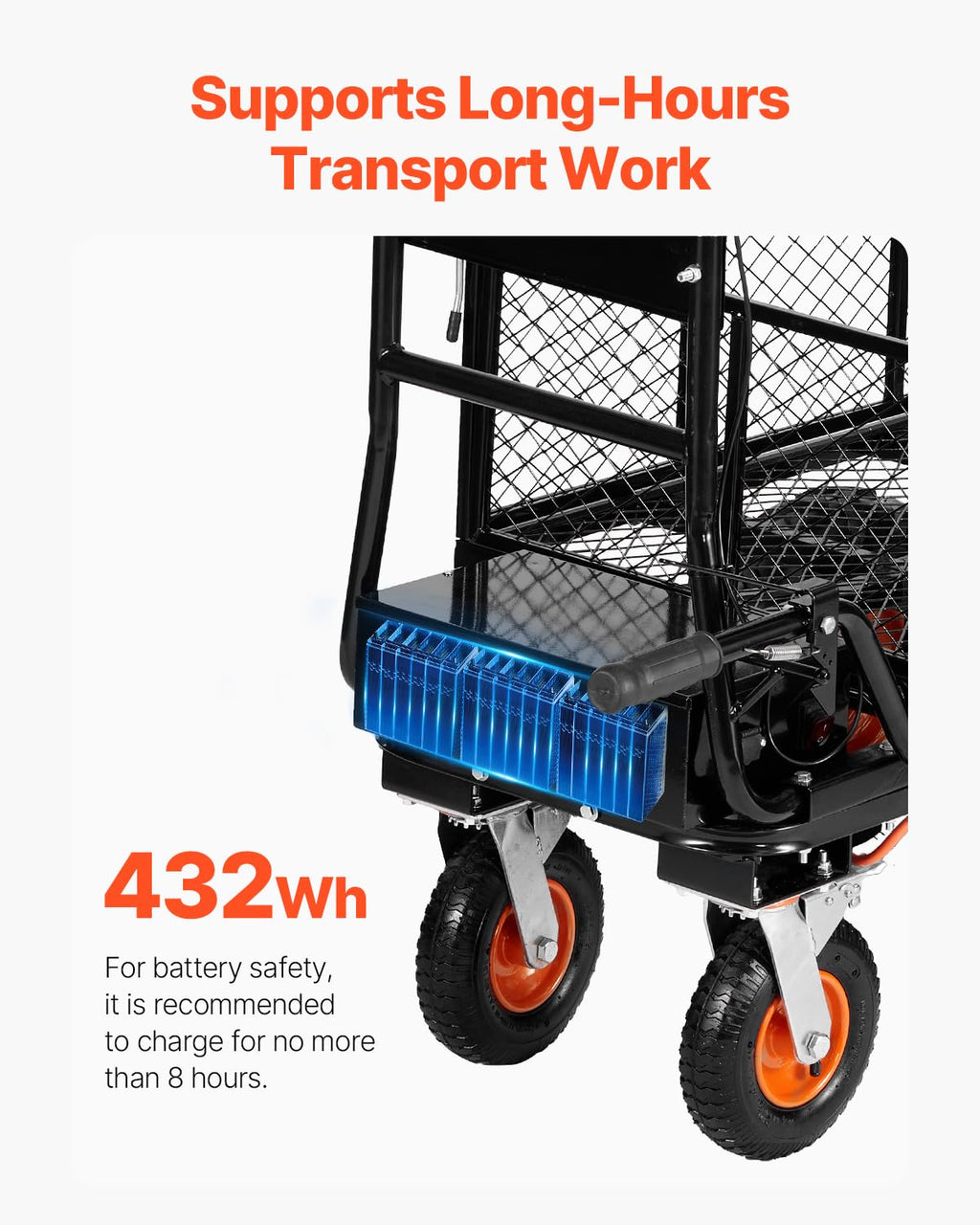 VEVOR Chariot utilitaire électrique 36 V batterie 432 Wh capacité de charge 300 kg