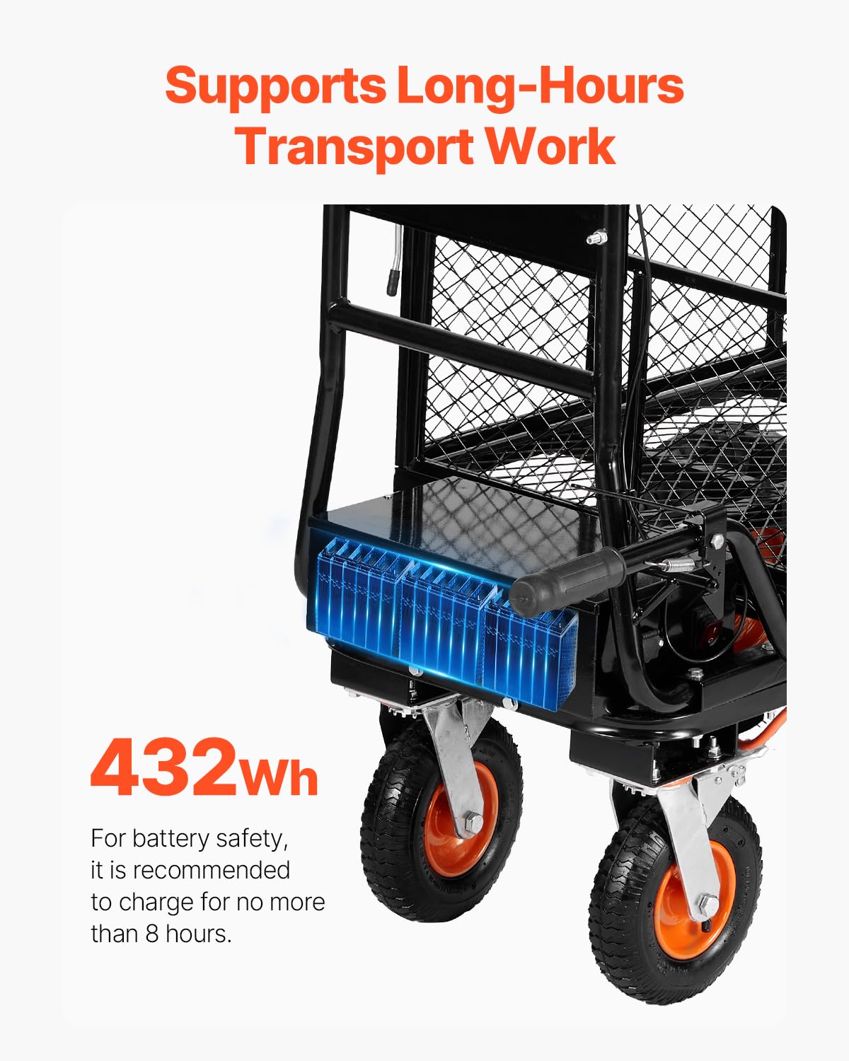VEVOR Chariot utilitaire électrique 36 V batterie 432 Wh capacité de charge 300 kg