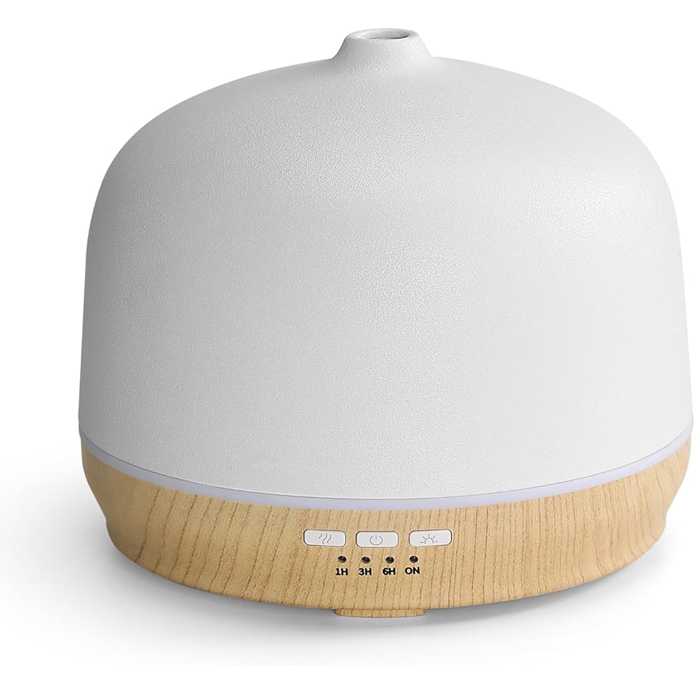 Diffuseurs d'huiles essentielles en céramique pour la maison, grande pièce, aromathérapie, diffuseur d'air, diffuseur d'air ultrasonique 500 ml avec minuterie, bois : Hygiène et Santé