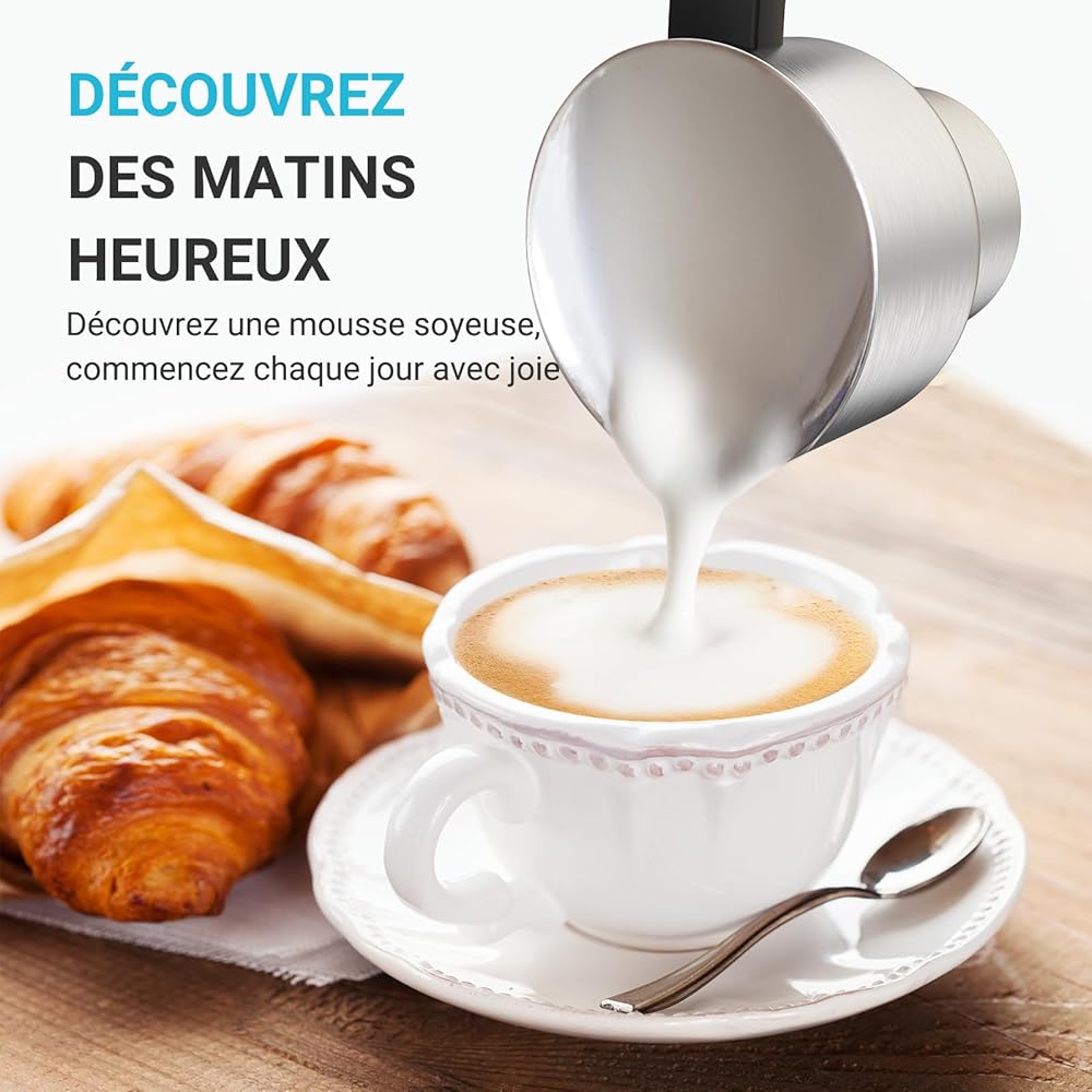 Livatro Mousseur à lait électrique avec double gobelets, 600 ml et 400 ml, passe au lave-vaisselle, avec fonction mémoire, mousse de lait chaude et froide, pour latte, cappuccino, lait au chocolat : Cuisine et Maison