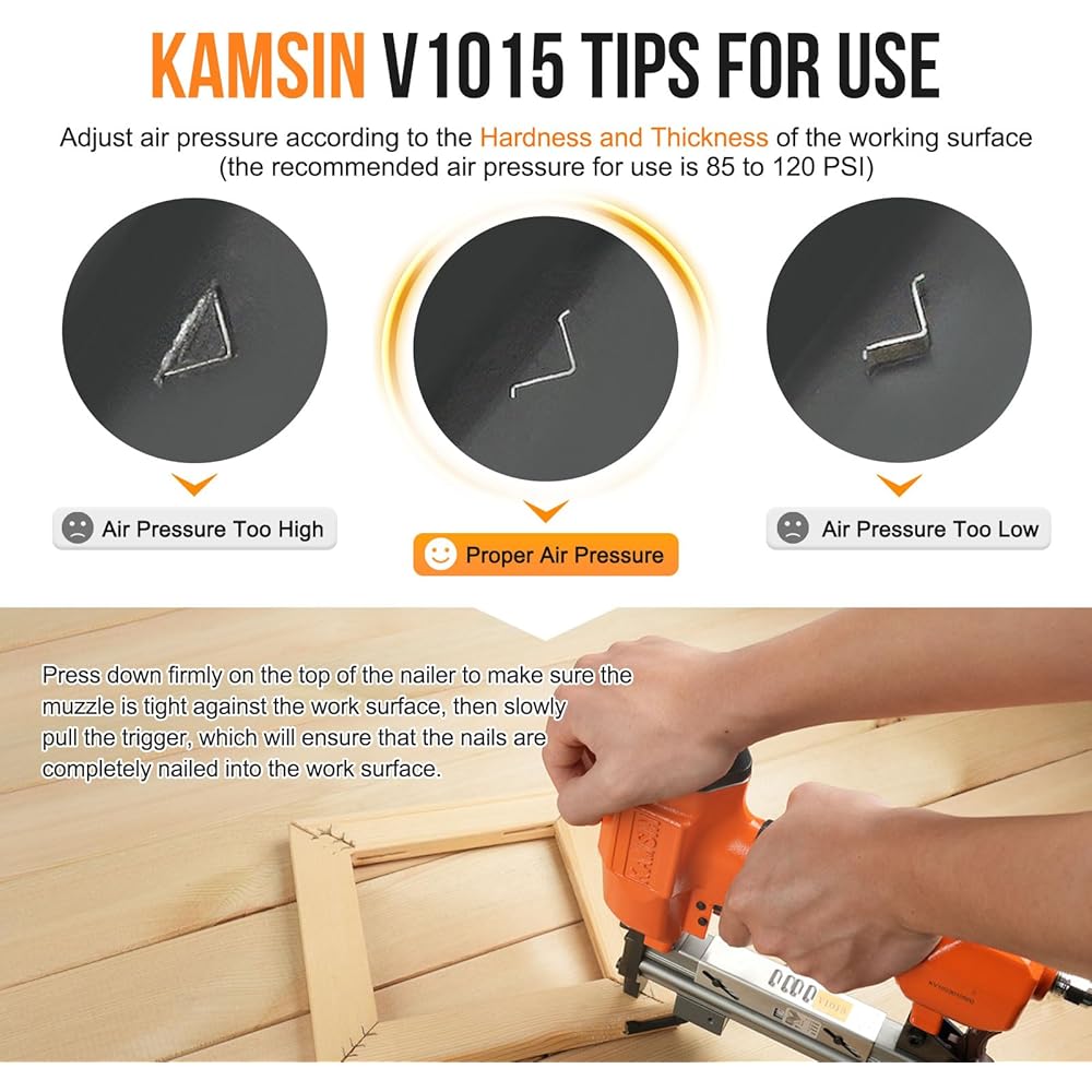 Kamsin V1015 Cloueur pneumatique pour cadres, cloueur pneumatique en V，7-15mm clous en V, calibre 30, jointeur de bois électrique, cloueur pour cadres en bois (Kamsin V1015 cloueur en V) : Bricolage