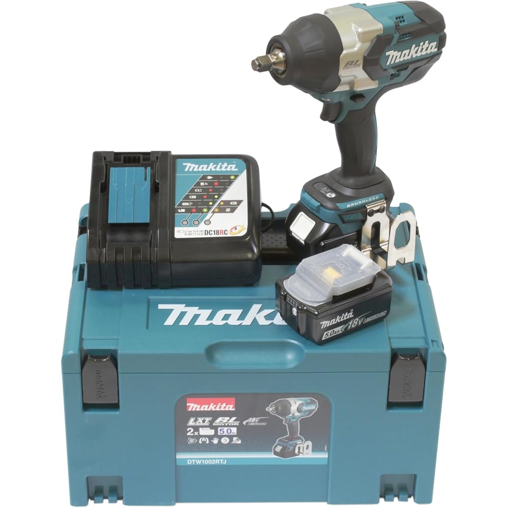 Boulonneuse à Chocs Brushless 1000Nm + 2 batteries 18V 5Ah Li-Ion + Coffret Makpac : Bricolage