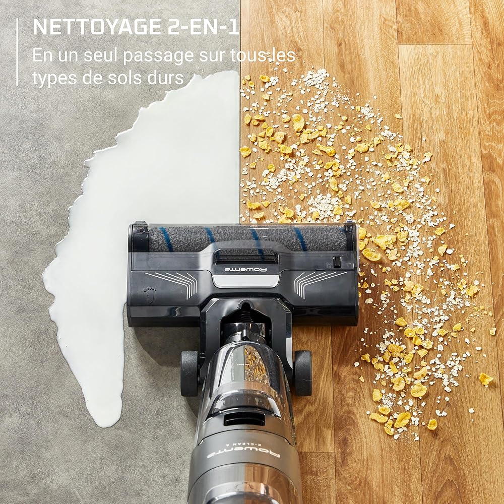 Rowenta X-Clean 4 Aspirateur Balai Laveur sans Fil,  Aspiration et Lavage Puissant,  Intelligent