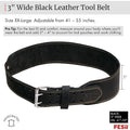 FESA Ceinture à outils en cuir pour homme – Ceinture à outils en cuir réglable de 76,2 à 116,8 cm – Ceinture à outils pour électriciens, charpentiers, travailleurs du bâtiment – Fabriquée à la main : Bricolage