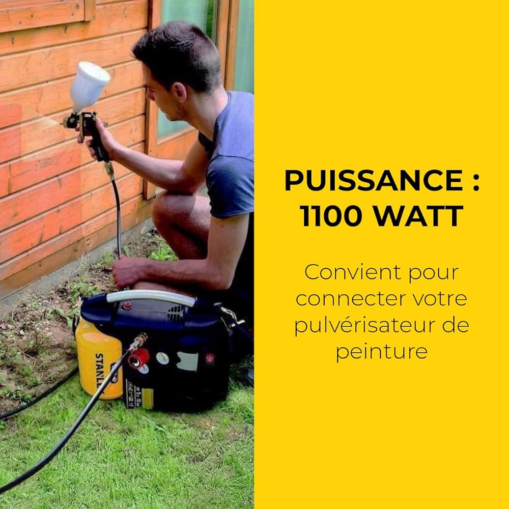Stanley Compresseur DN200/10/5 - Compresseur à Air 10 Bar - 5L - 180L/Min - Compresseur à Air Portatif avec Poignée et Sangle de Transport - Jaune : Stanley: Bricolage