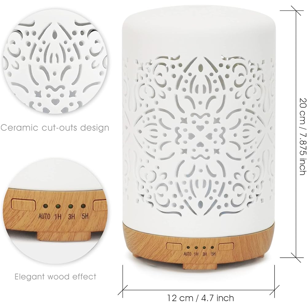 Earnest Living Diffuseur intelligent WiFi pour huiles essentielles Diffuseur en céramique 250 ml avec Alexa Google Home App Contrôle par téléphone LED et arrêt automatique Humidificateur de bureau : Cuisine et Maison
