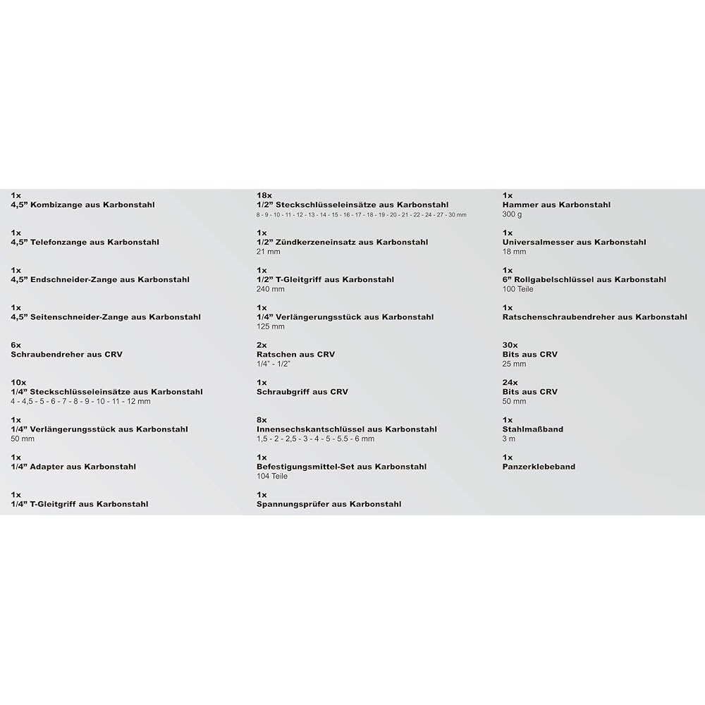 Karcher Mallette à outils 117 pièces - Ensemble d'outils avec marteau, tournevis, jeu de douilles et beaucoup plus : Bricolage