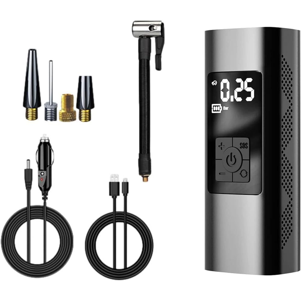 Boyuan Compresseur d'air Portable, Gonfleur de Pneu sans Fil 150 PSI, Batterie Li-ION Rechargeable 6000 mAh, Pompe à air Intelligente pour Pneu de Voiture, Banque d'alimentation SOS : Auto et Moto