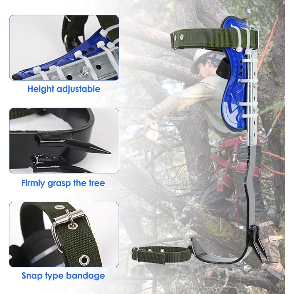 Helangel Griffe elagage,Ensemble de Pointes d'escalade d'arbre avec Ceinture de sécurité à Cinq Points Outils de Mise à Niveau,Ensemble de grimpeur d'arbre : Sports et Loisirs