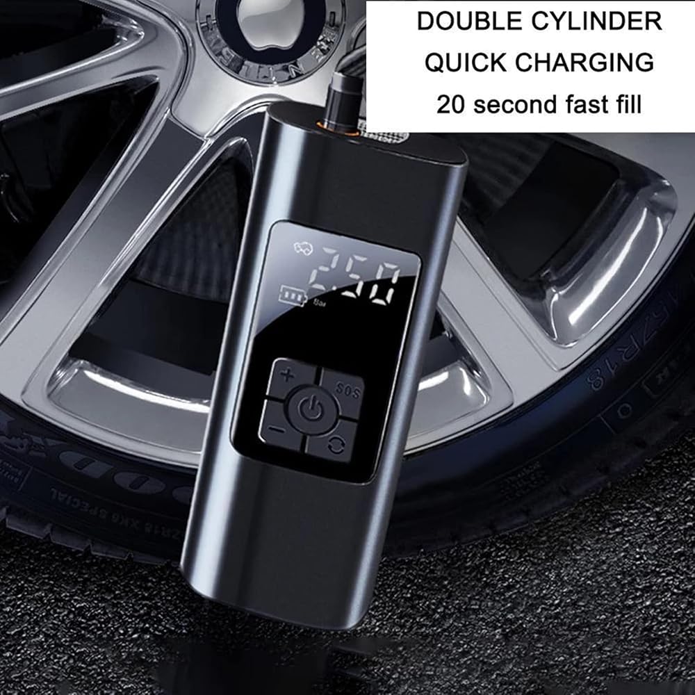Boyuan Compresseur d'air Portable, Gonfleur de Pneu sans Fil 150 PSI, Batterie Li-ION Rechargeable 6000 mAh, Pompe à air Intelligente pour Pneu de Voiture, Banque d'alimentation SOS : Auto et Moto