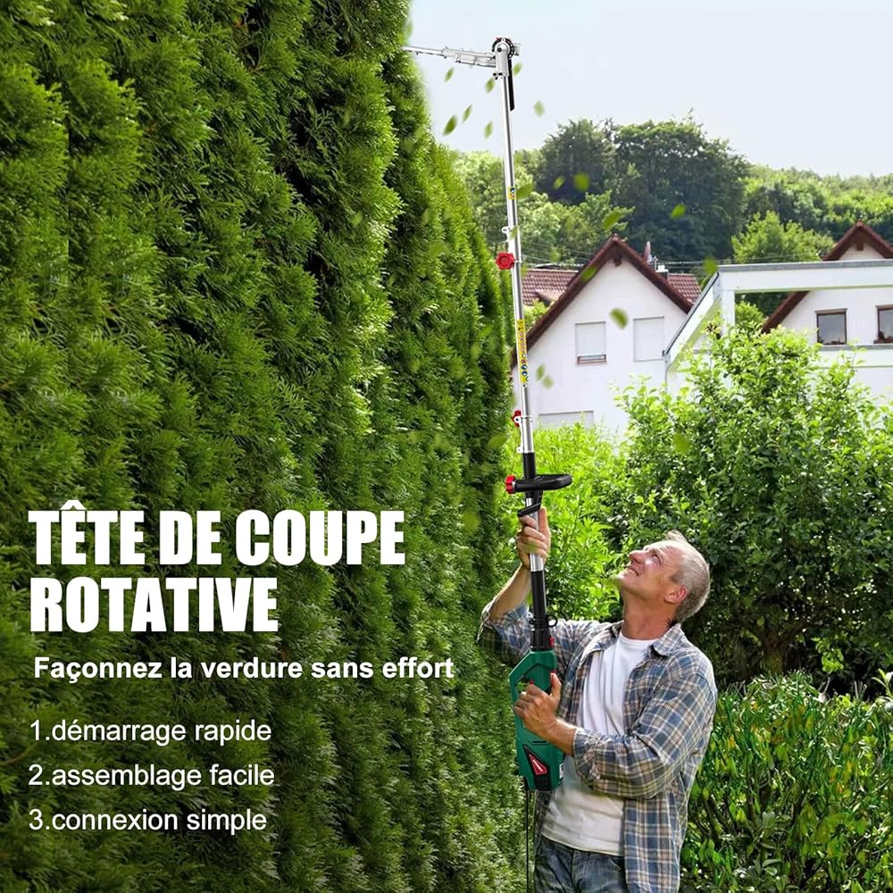HYCHIKA Taille-haies télescopique 900 W portée 60 à 90 cm poignée pivotante