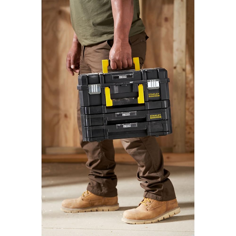 Stanley FMST1-71981 Kit 2 Mallettes Modulable Tstak/Pro-Stack Gamme FATMAX - 21.5L - Corps en Polypropylène - Larges Attaches Métalliques Anti-Corrosion - Cadenassable : Bricolage