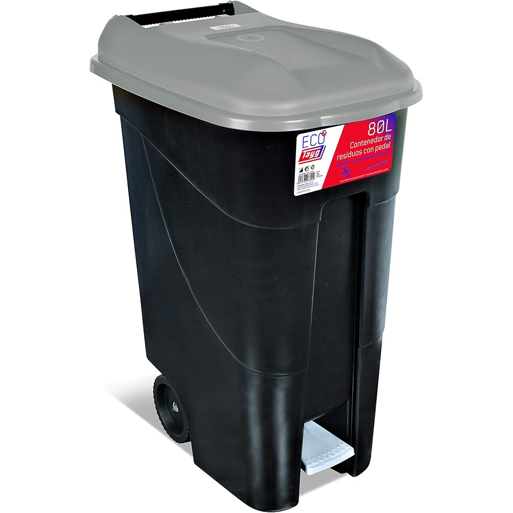 Tayg 80P Poubelle Noir/gris 80 l : Cuisine et Maison