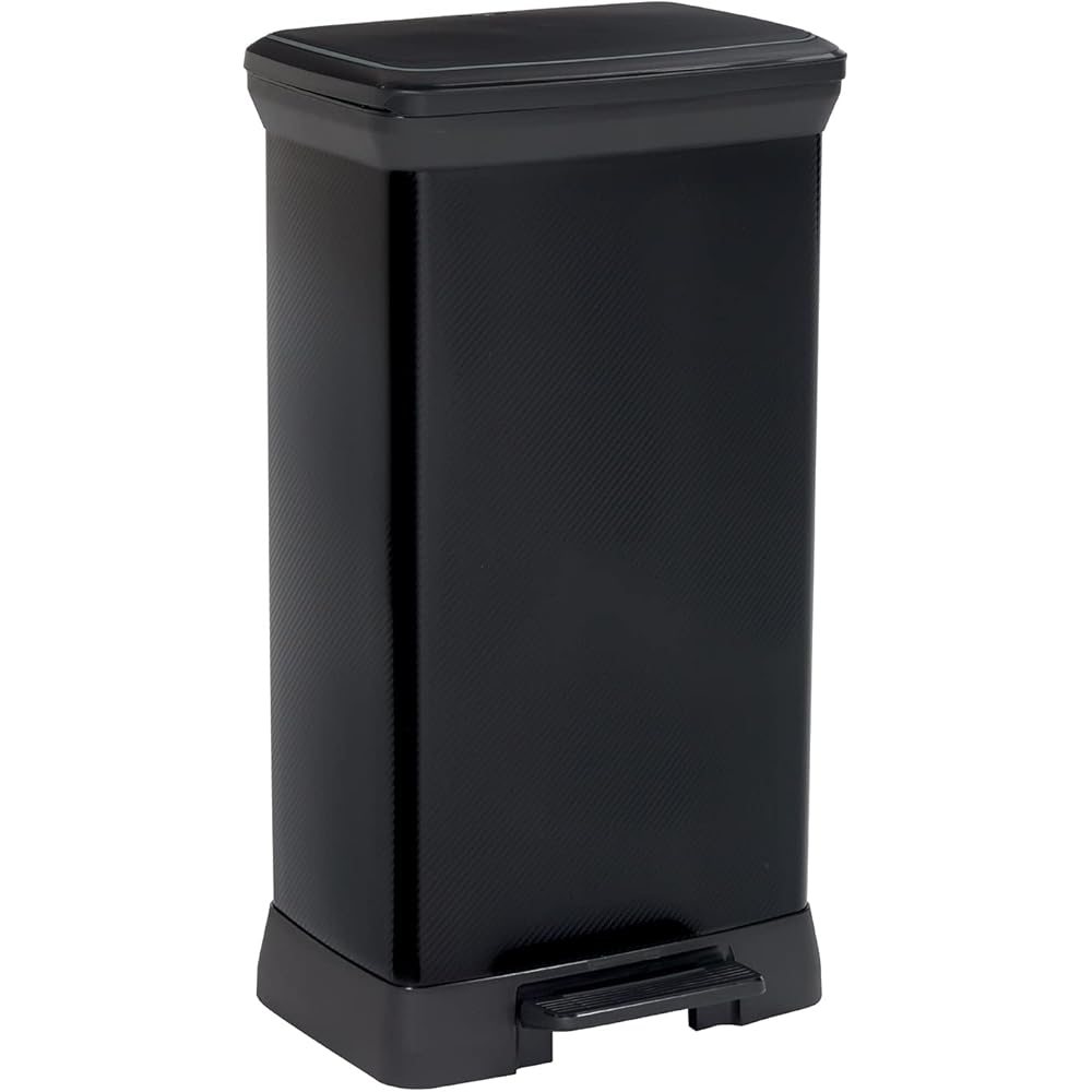 Curver | Poubelle Decobin 50 l Rect Carbone, Noir, 80% Matière Recyclée, 39 * 29 * 72 Cm(version précedente) : Cuisine et Maison