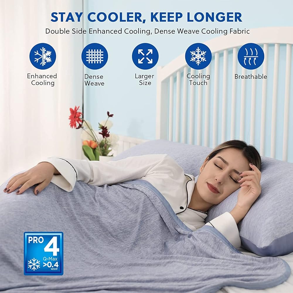 HOMFINE Couverture Rafraichissante d'Été Adulte - Fibre de Refroidissement Japonaise Q-Max>0.45,Double Face Couverture Rafraîchissante pour Lit Canapé Voyage,230x270 : Cuisine et Maison