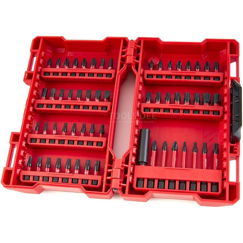 Milwaukee 4932430907 Shockwave Jeu de 56 mèches et embouts de tournevis, rouge : Bricolage