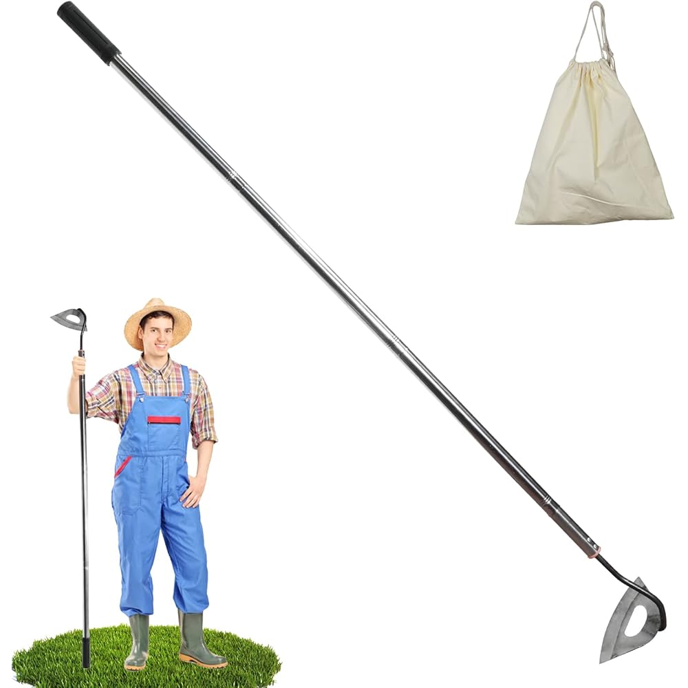 Binette de jardin en acier trempé robuste avec poignée réglable de 140 cm avec râteau pour désherbage dans le jardin, plantation de ferme (1 lot de houe à long manche) : Jardin