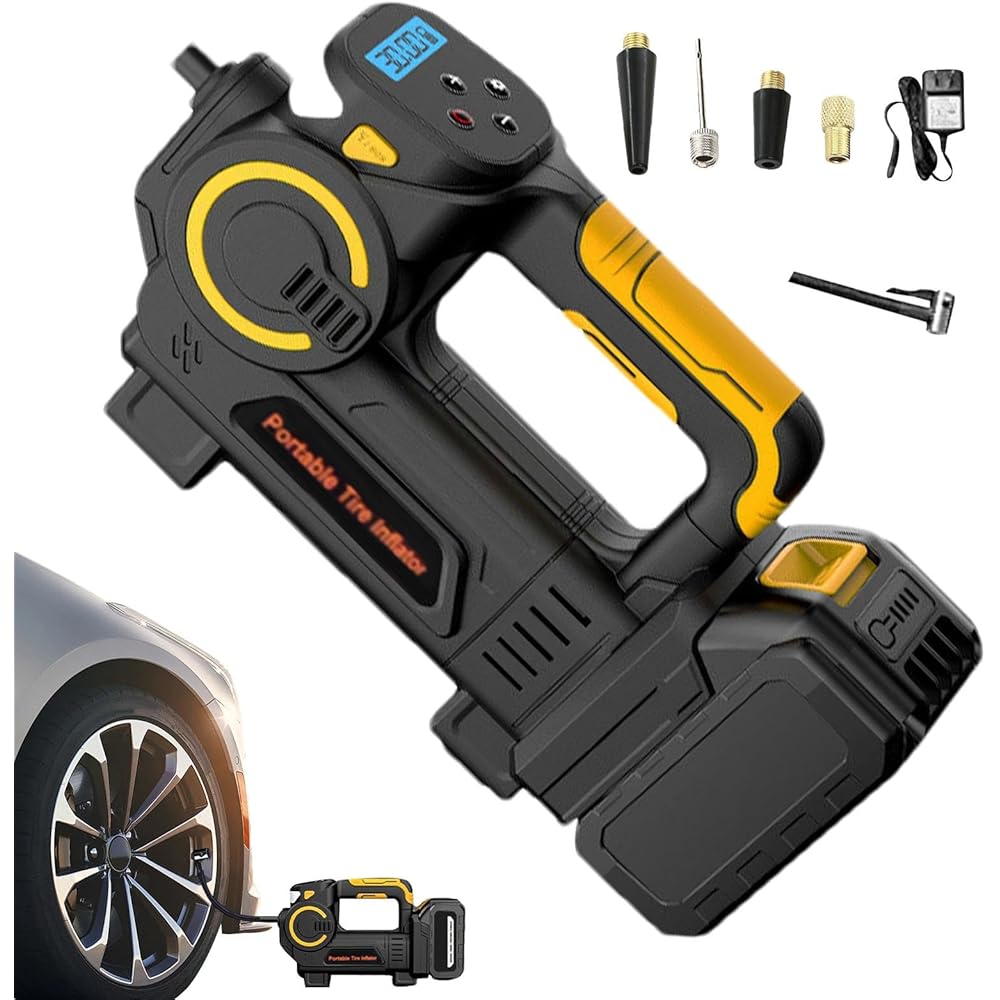 Compresseur d'air portable | Manomètre pour pneus | Pompe à air rechargeable | Manomètre pour voiture, SUV, moto, vélo et équipement sportif, gonflage compact et rapide pour Voyage et Eme : Auto et Moto