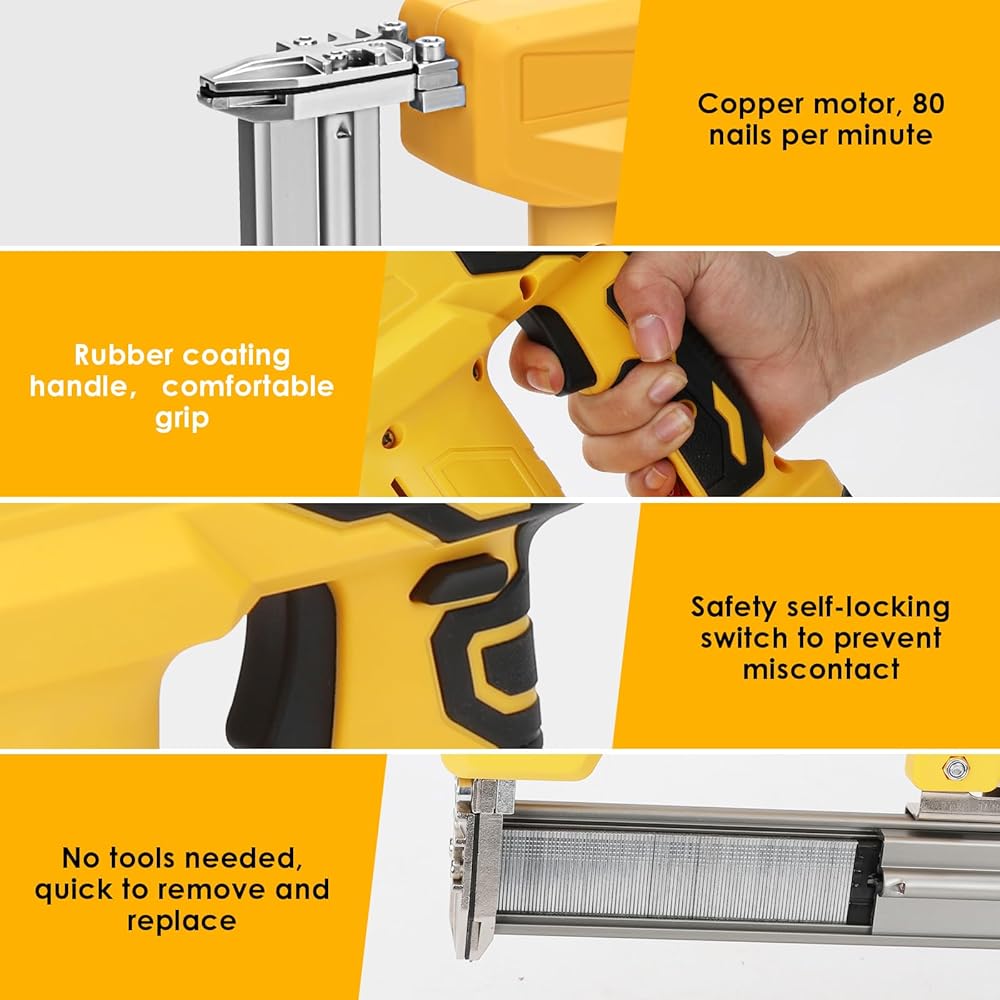 Agrafeuse électrique sans fil compatible avec batterie Dewalt 20 V, 100 W, agrafeuse électrique pour bois, avec 500 clous et 500 agrafes – Sans batterie ni chargeur : Bricolage