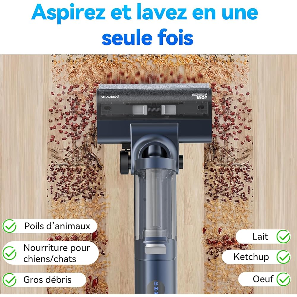 JONR ED12 Pro Aspirateur Eau et poussière sans Fil, Nettoyage Triangulaire, autonettoyage à l'eau Chaude, séchage à l'air Chaud, réservoir d'eau de 850 ML : Cuisine et Maison