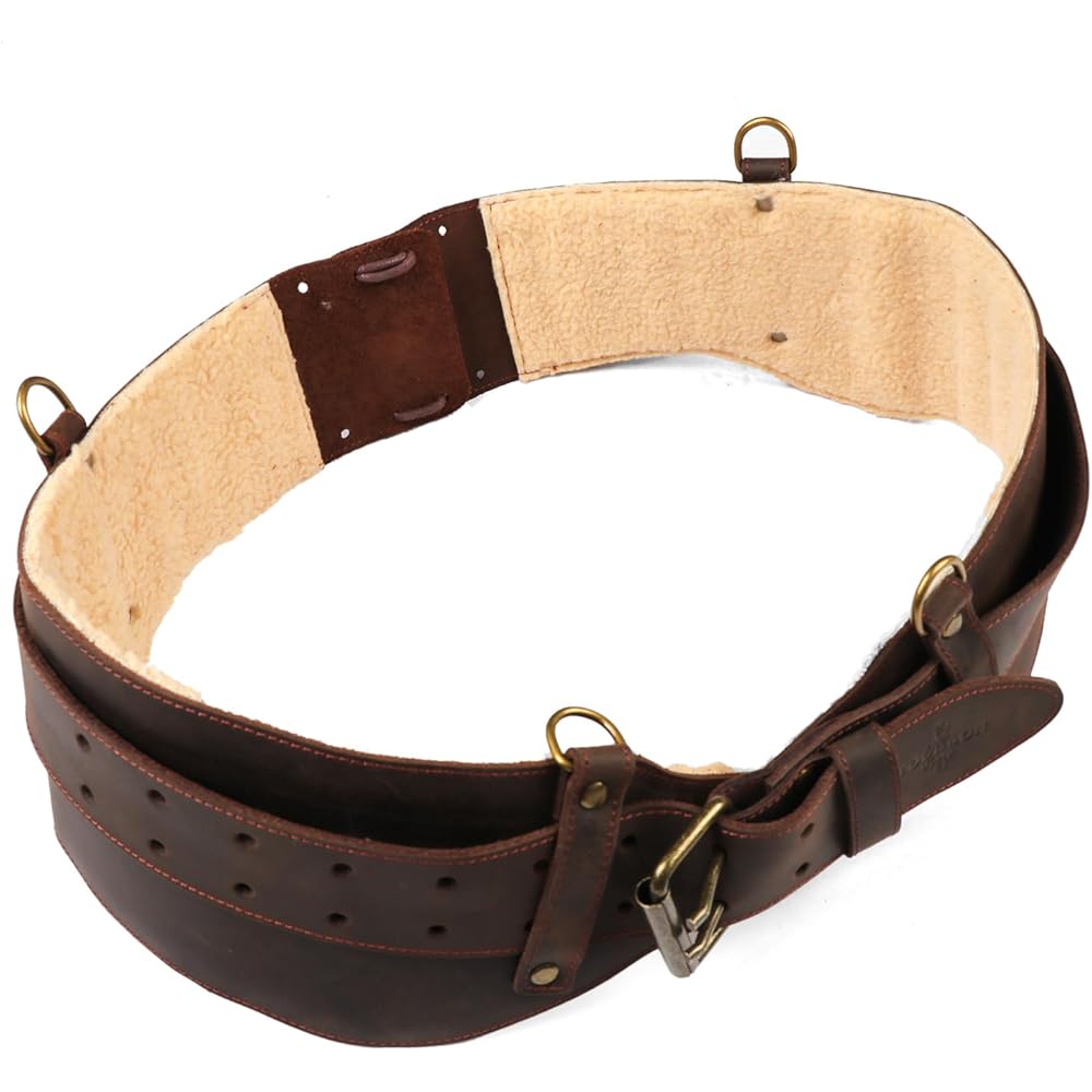 TOURBON Ceinture à outils en cuir véritable pour menuisiers électriciens Ceinture de travail rembourrée Système de ceinture Stronghold : Bricolage