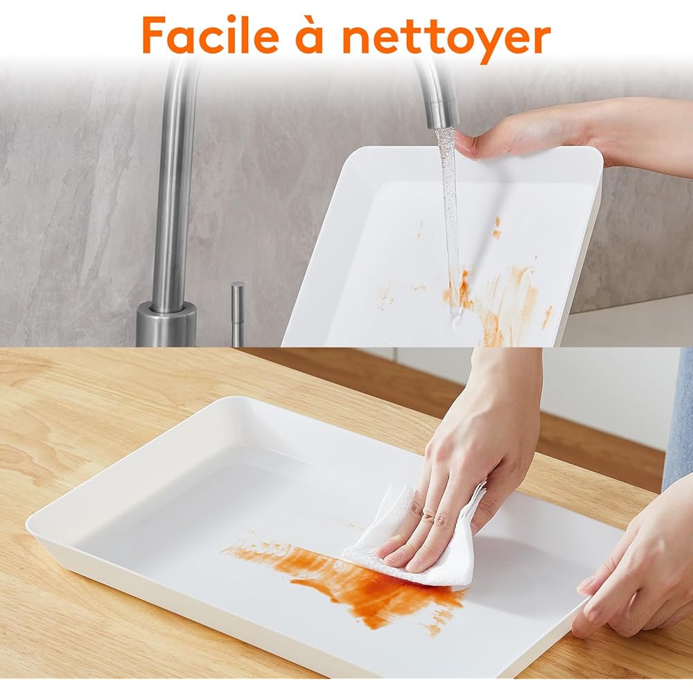 Lifewit Lot de 10 plateaux de service en plastique pour fête, 38,1 x 25,4 cm pour servir des aliments, des biscuits - Blanc : Cuisine et Maison