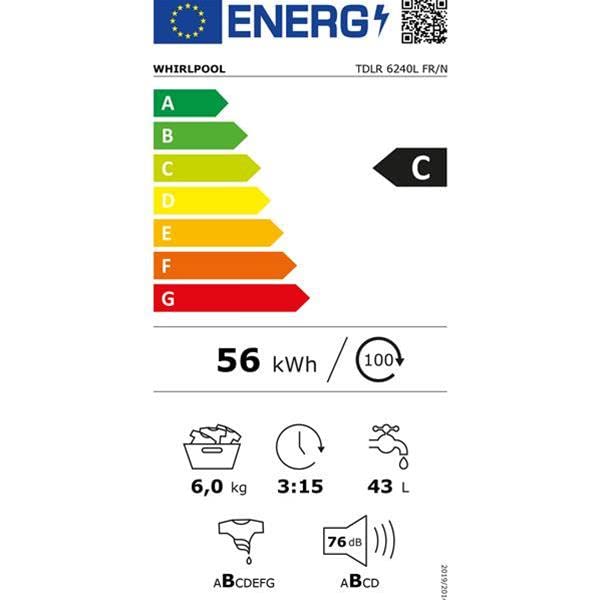 Whirlpool TDLR6240LFR/N Lave-linge top 6kg