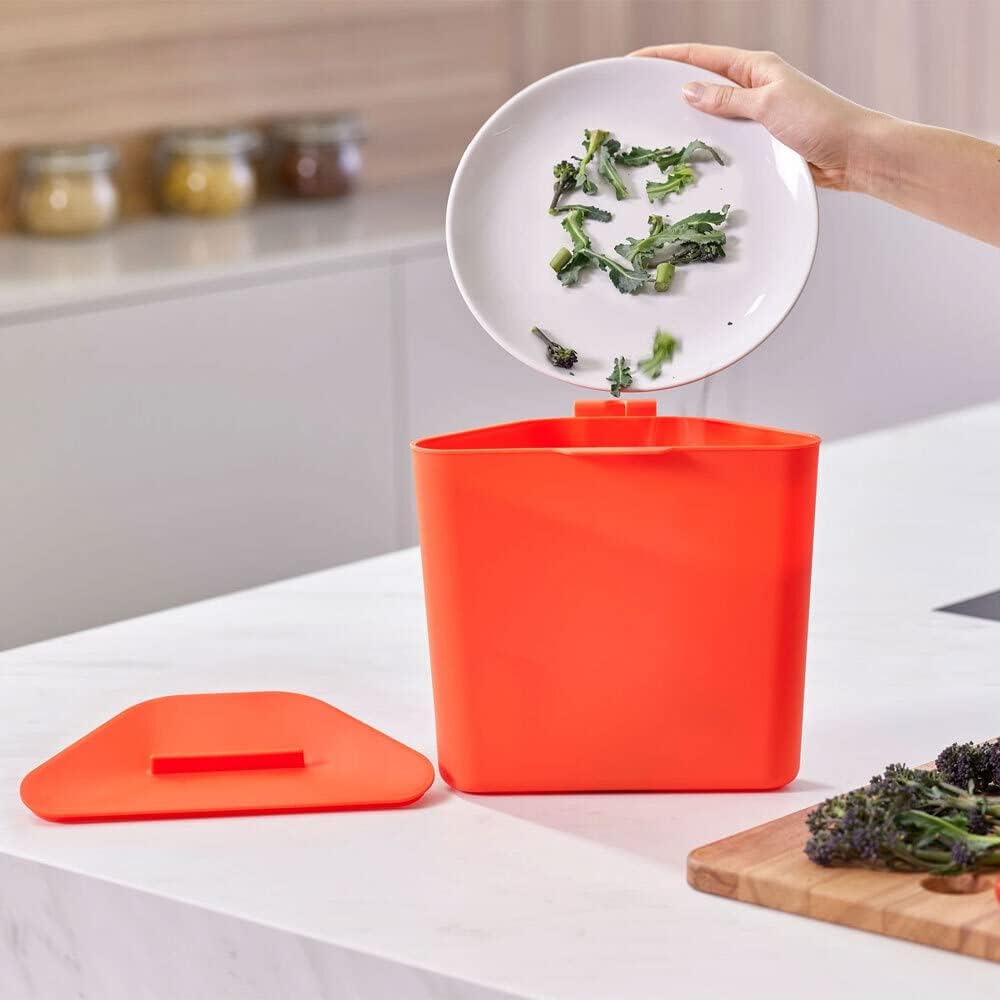Joseph Joseph Totem - Poubelle de cuisine pour le tri et le recyclage des déchets, avec bac à compost intégré et filtre à charbon actif remplaçable, capacité de 40 litres, pierre : Cuisine et Maison