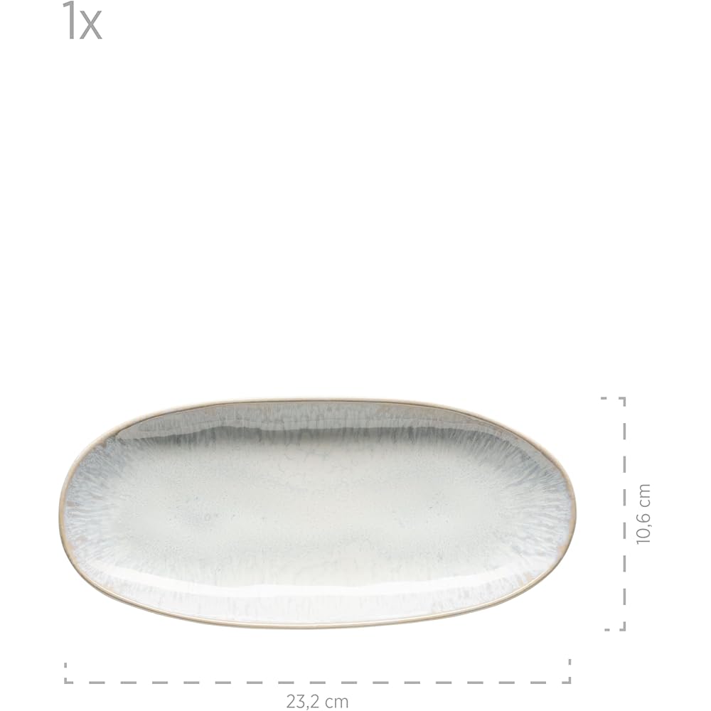 MÄSER Série Frozen Lot de 3 plateaux de service en céramique en 3 tailles, look vintage moderne, glaçage moucheté de couleur, grès, blanc, petit : Cuisine et Maison