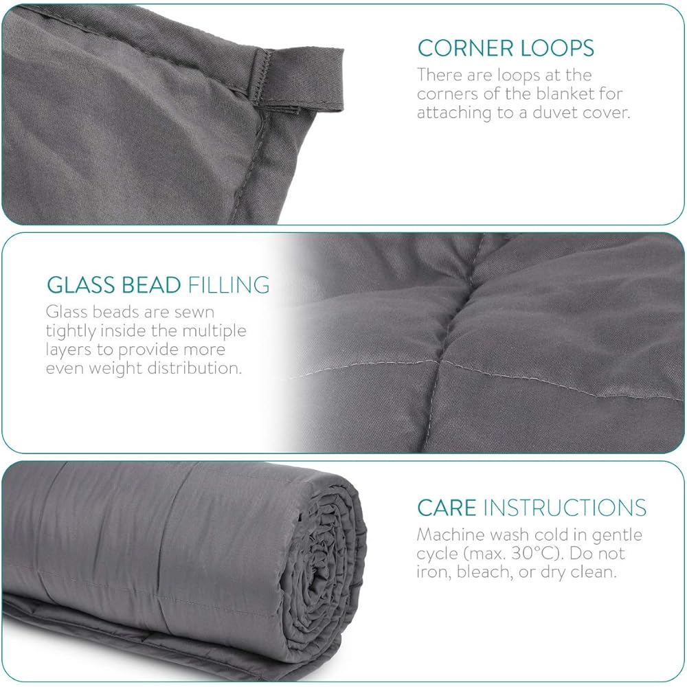 Navaris Couverture Lestée - Couverture Pondérée Relaxante 135x200cm - Contre Insomnie Anxiété - Cocooning - 100% Coton - 8,8kg : Cuisine et Maison