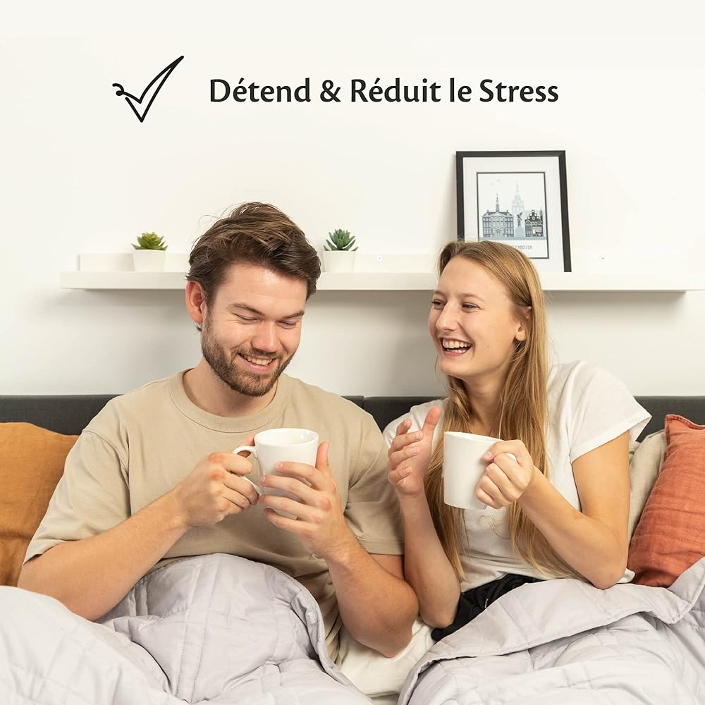 Ella Couverture Lestée Adulte 150x200cm 9kg - Couverture Pondérée Relaxante & Calmante - 7 Couches, Perles de Verre Hypoallergéniques, Couche Externe Coton Doux & Rafraîchissant - Weighted Blanket : Hygiène et Santé
