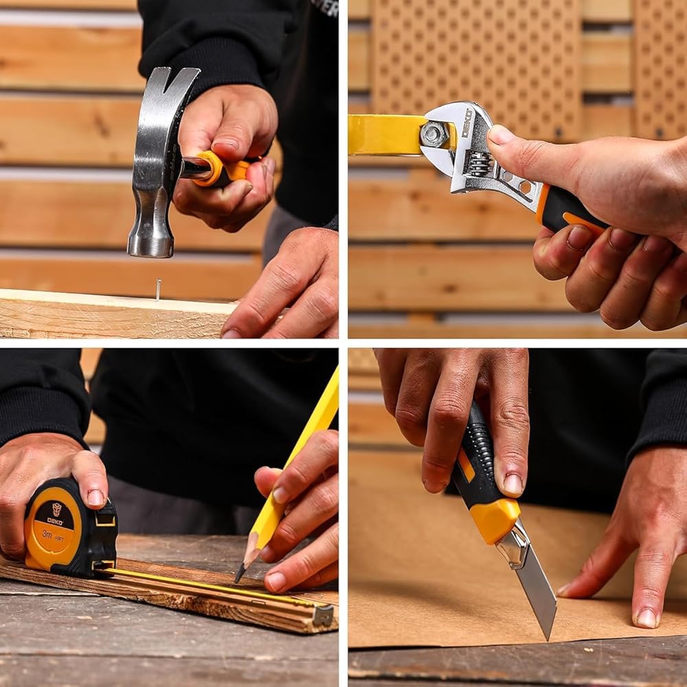 boite a outils complete 133 pièces - DEKO PRO Mallette à outils grise pour réparations domestiques et bricolage, avec perceuse visseuse électrique 12 V pour percer et serrer/desserrer les vis : Bricolage
