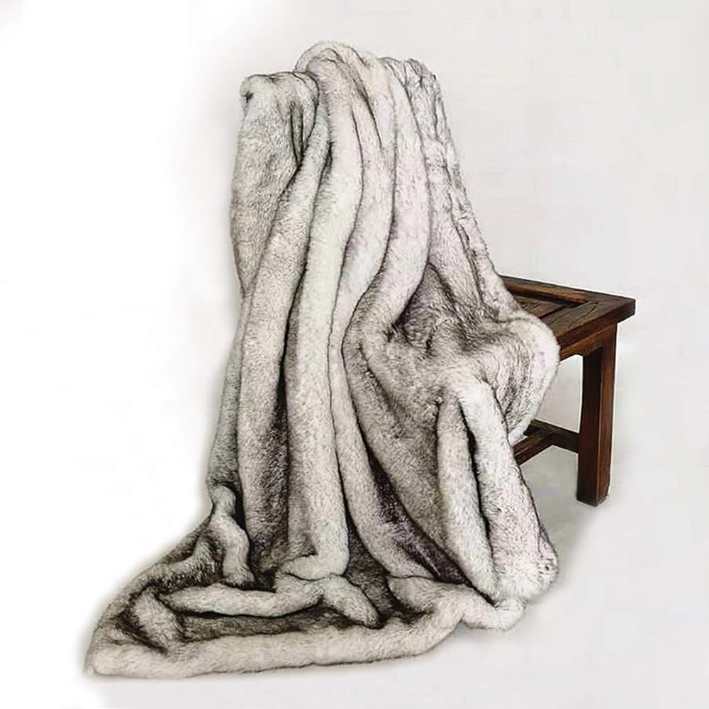 SKYLYZH Couverture Renard Imitation Fox Jet Fausse Fourrure pour Canapé Luxueux Faux Cuir PV vers Le Bas Lit Blanket Pied d'hiver Throw-60X150 cm : Cuisine et Maison