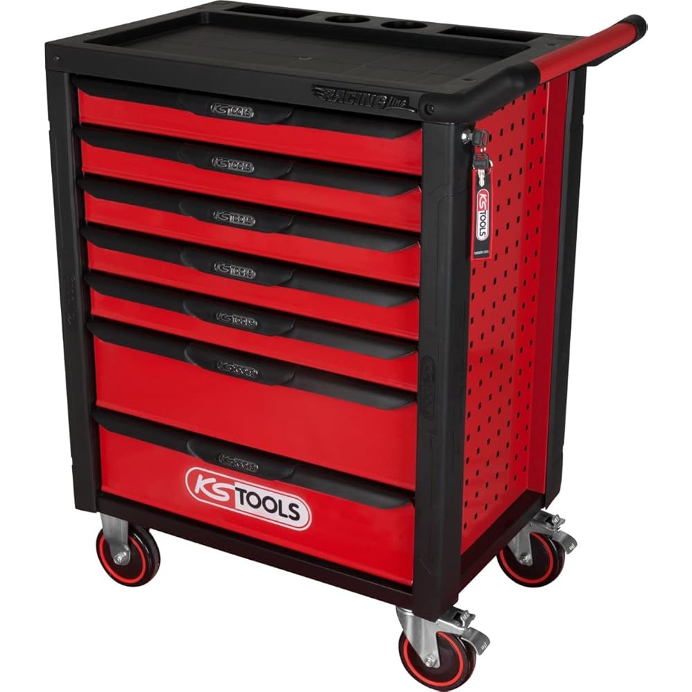 KS Tools Servante d'atelier noir/rouge, 7 tiroirs 826.0007 : Bricolage