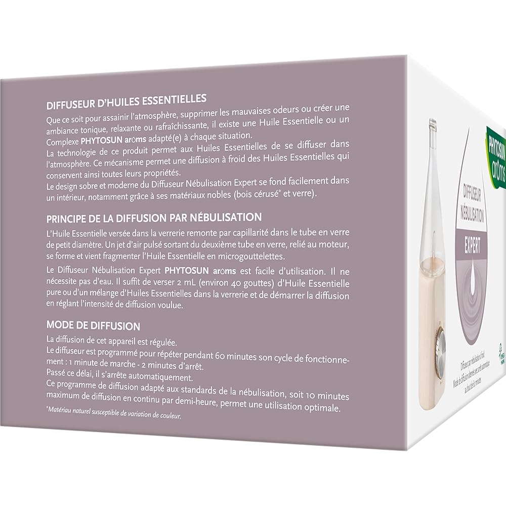 PHYTOSUN AROMS – Diffuseur d'Huiles Essentielles Nébulisateur Expert - Diffuseur par Nébulisation à Froid - Mode de Diffusion Alternée avec Arrêt Automatique : Hygiène et Santé