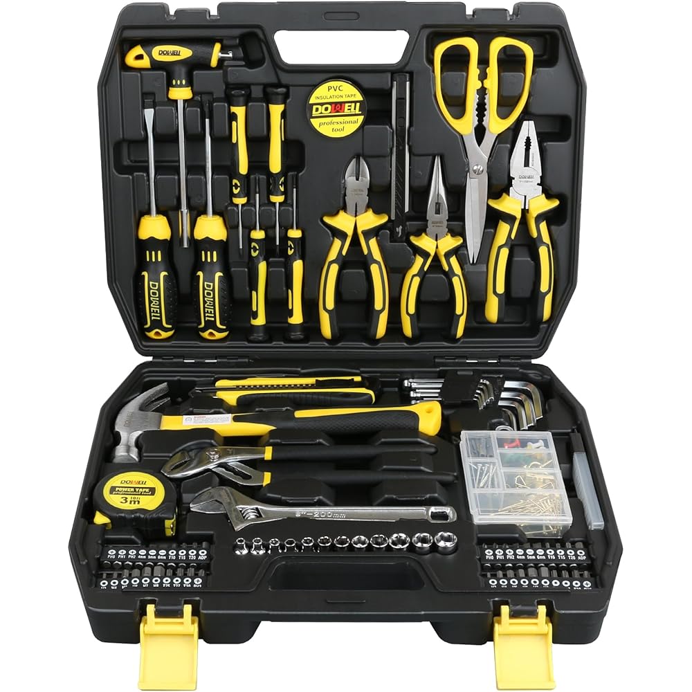 DOWELL Kit d'outils ménagers 185 pièces avec boîte à outils et boîte de rangement pour cadeaux de fête des pères : CD et Vinyles