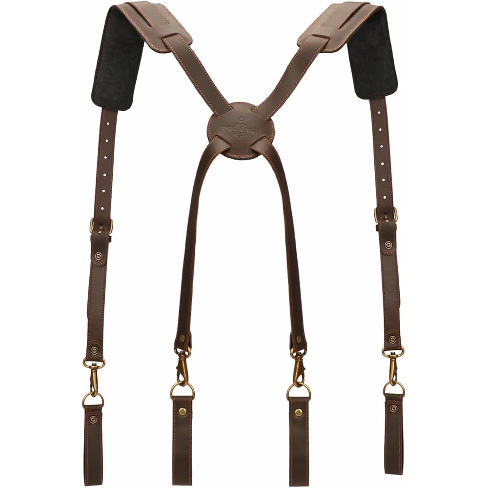 TOURBON Ceinture à outils en cuir Bretelles Harnais d'électricien rembourré Bretelles de travail pour charpentiers robustes : Bricolage