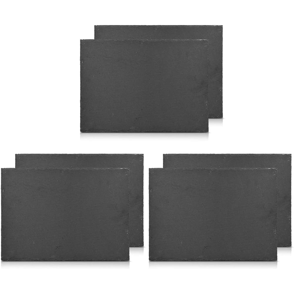 Navaris planche ardoise pour fromage apéro tapas charcuterie dessert - Lot 6x plateau en ardoise 38x28 cm - Assiette rectangulaire pour service plat : Cuisine et Maison