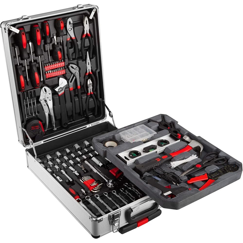 tectake® Caisse à outils sur roulettes Boîte à outils en Aluminium 799 Pièces 3 Compartiments, Rangement atelier Outillage à main Bricolage Embout visseuse Kit tournevis Rangement visserie : Bricolage