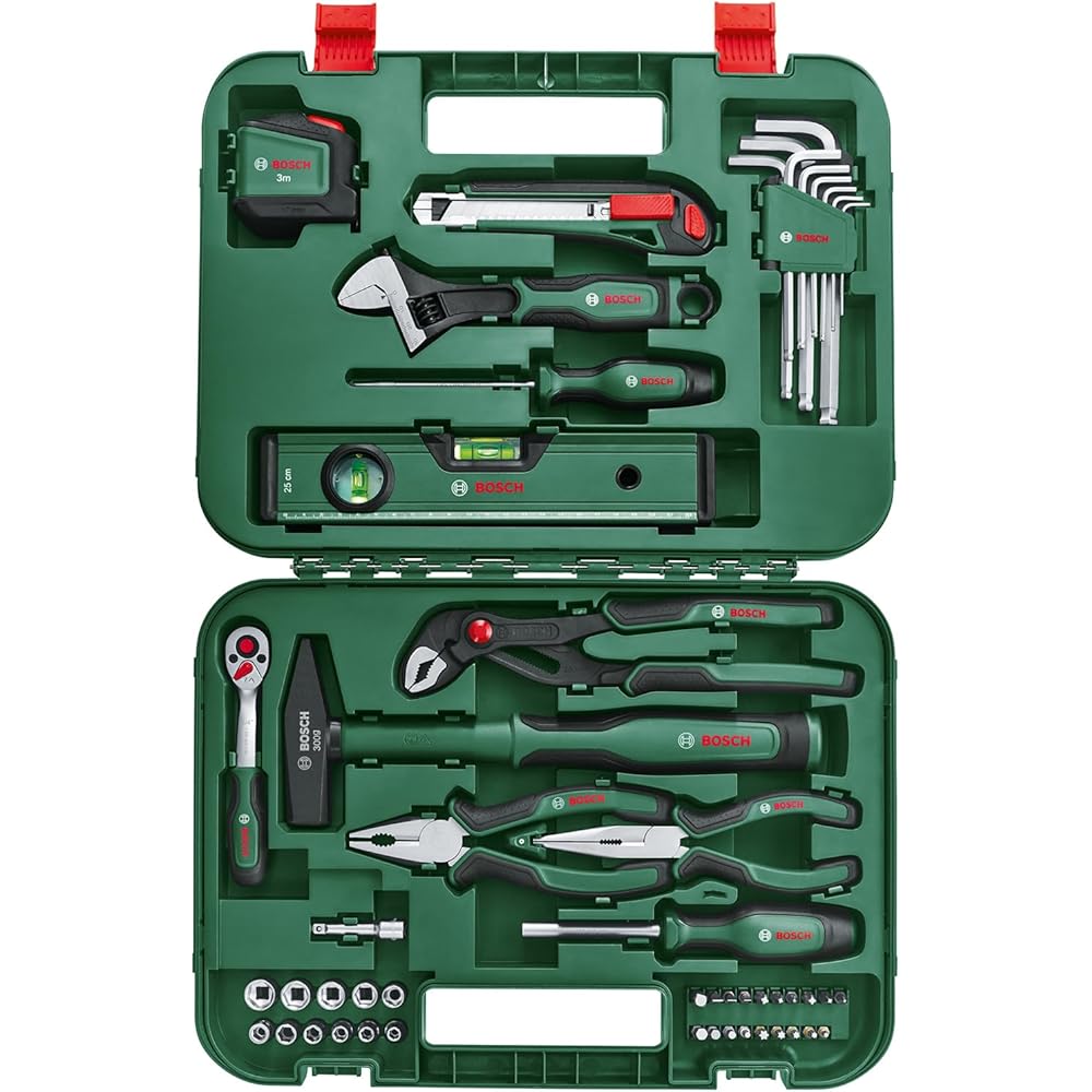 Bosch Home and Garden Set d’outils à main « Advanced » 52 pièces Bosch (set d’outils de grande qualité pour les bricoleurs passionnés et expérimentés;longévité élevée ; matériaux de grande qualité) : Jardin