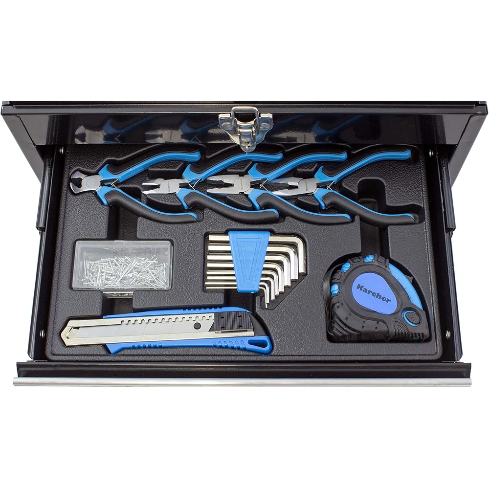 Karcher Mallette à outils 117 pièces - Ensemble d'outils avec marteau, tournevis, jeu de douilles et beaucoup plus : Bricolage