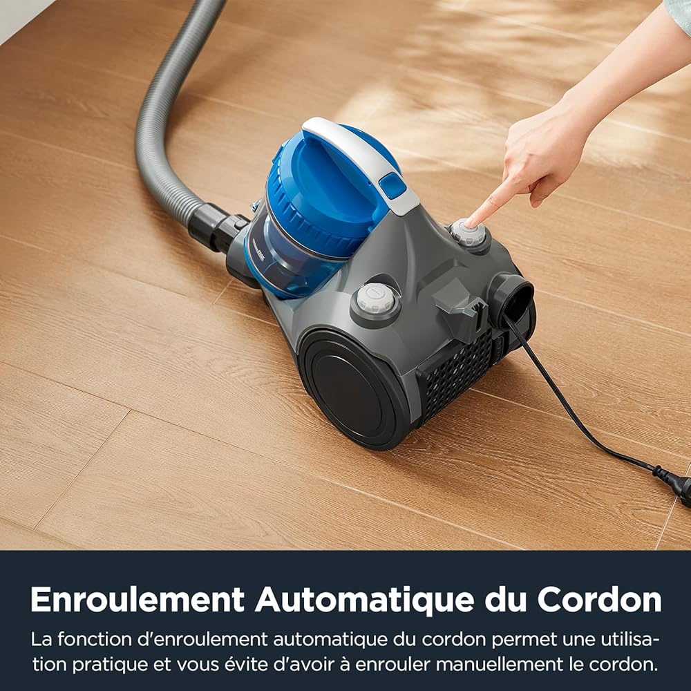 Eureka WhirlWind Aspirateur sans Sac, Aspirateur Traîneau silencieux, Aspirateur Cyclonique Léger et Puissant pour Tapis, Sols Durs, Poils d'Animaux et Poussière, 700W, 1,5L, Bleu : Cuisine et Maison