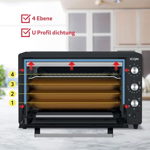 ICQN Mini four électrique 60L multifonction 2000W