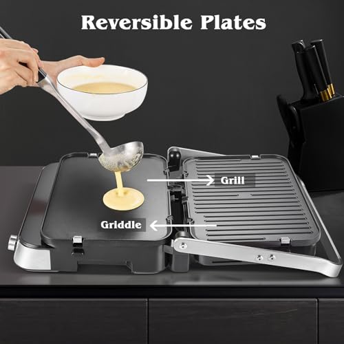 AMZCHEF Gril contact multifonction 4-en-1 2000W avec plaques