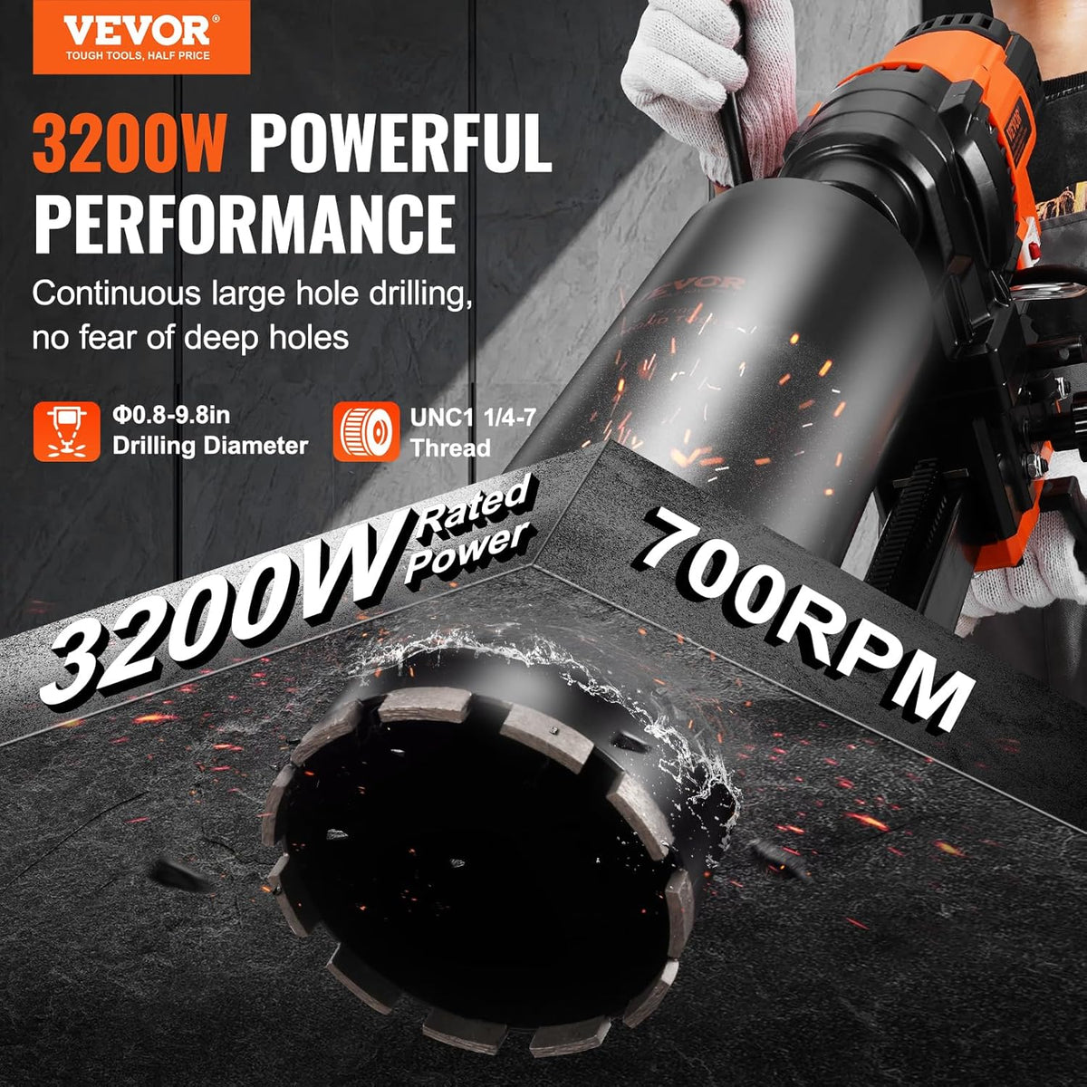 VEVOR Carotteuse à Diamant 3200W Ø 20-250mm