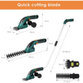 2en1 Cisaille à Gazon 7.2V, Coupe Bordure sans Fil, Tondeuse à Gazon, Taille Haies sans Fil, Manche Long Télescopique Détachable, 2 Types de Lames, Chargeur & Batterie, pour Couper Gazon/Buisson/Haie : Jardin