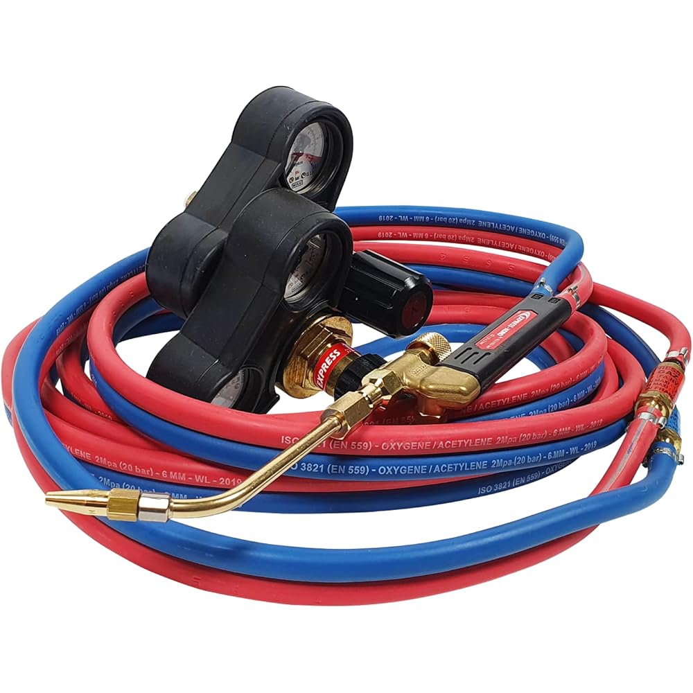 Express, 2905, Soudure Oxygène et Acétylène, Kit Soudeur Koro avec 1 Chalumeau + 5 m de Tuyau avec 1 Anti-Retour Pare-Flamme + 2 Détendeurs + 1 Etoile 6 Becs + 1 Allumeur : Bricolage
