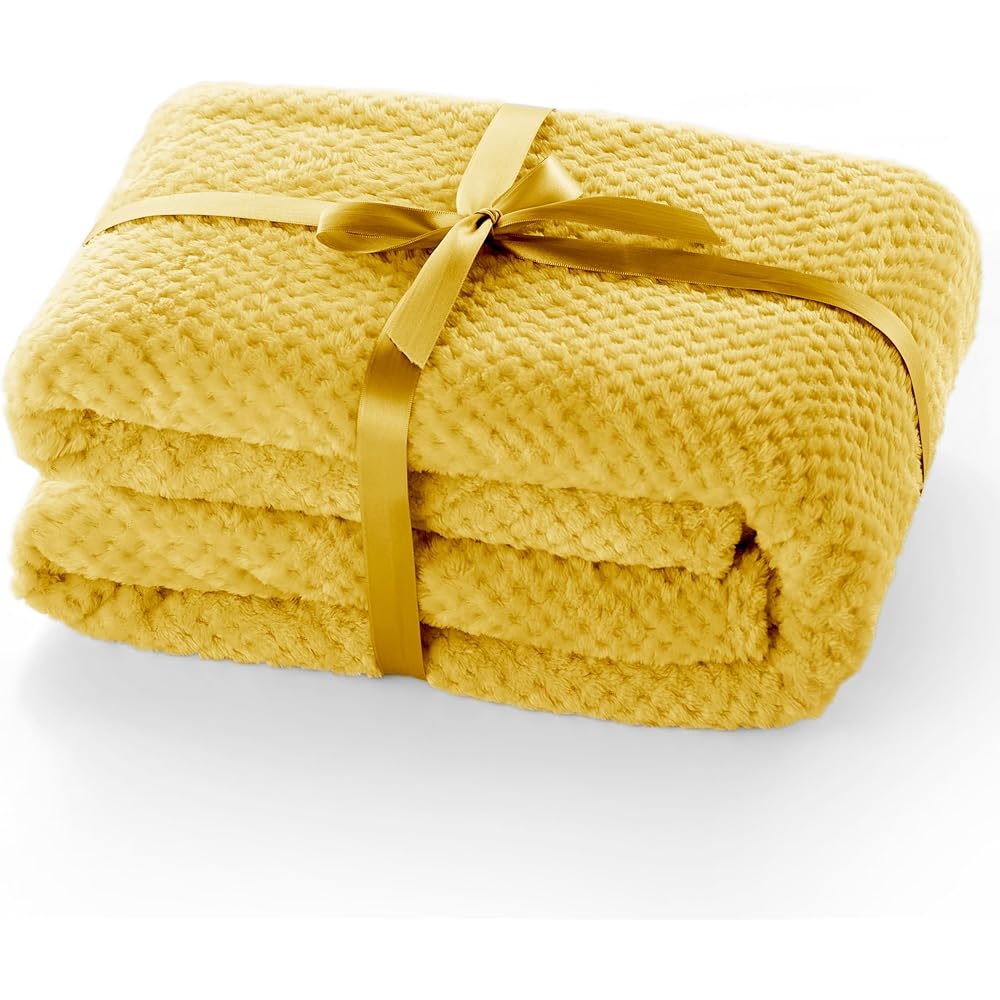 DecoKing Henry Couverture Douillette 170 x 210 cm en Microfibre Jaune Moutarde Couvre-lit Couvre-lit Polaire Doux et Douillet Style scandinave Jaune : Cuisine et Maison