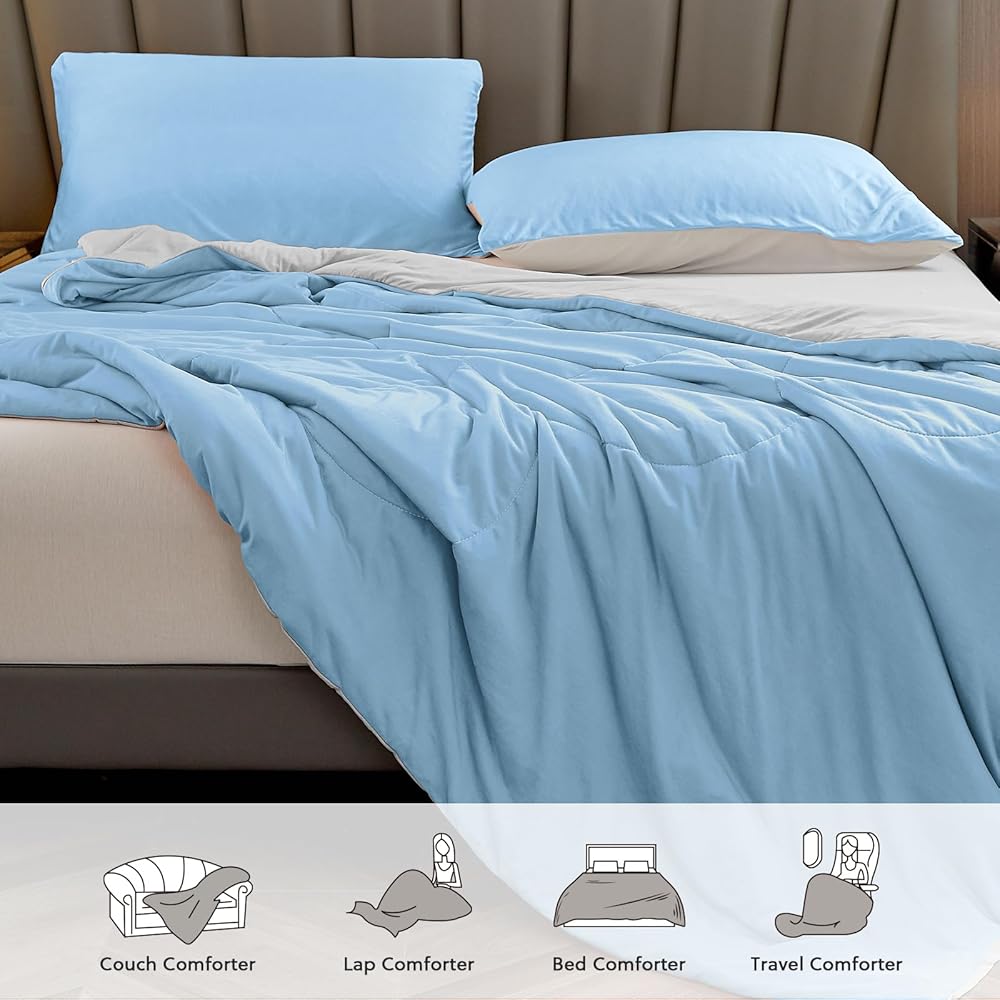 HOMFINE Couverture Rafraichissante D'été Adulte - Couverture été Q-Max > 0,5 Plaid Canapé ete Agréable et Douce Couverture Rafraîchissante pour Lit Canapé Voyage Adulte, Bleu, 270 x 230 cm : Cuisine et Maison