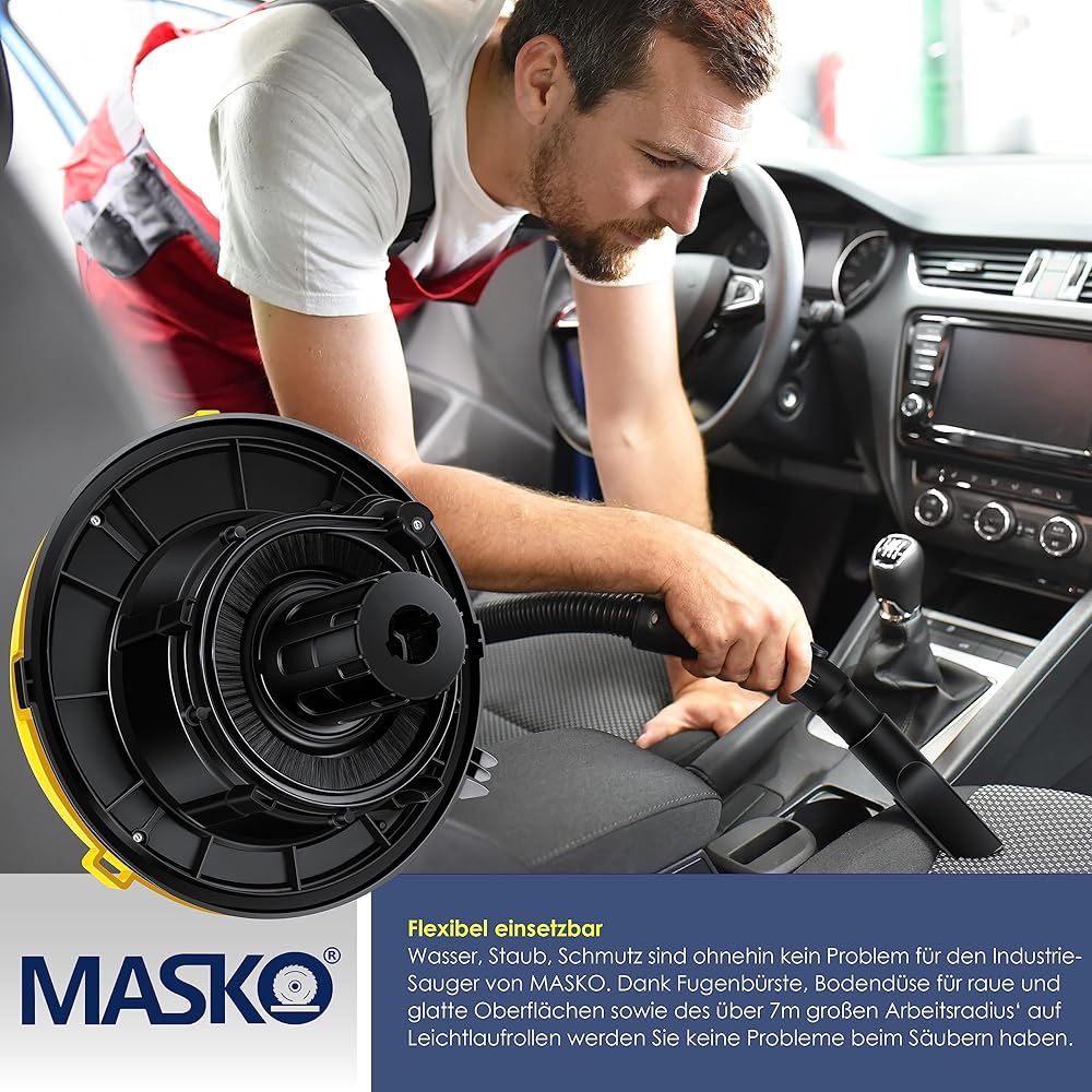 Masko Aspirateur eau et poussière 2300 W cuve en acier inoxydable avec fonction soufflage et prise électrique
